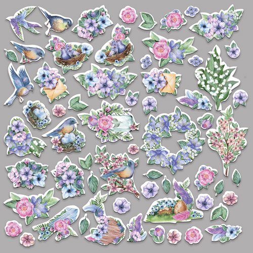 Set of die cuts Colorful spring, 60 pcs - foto 1