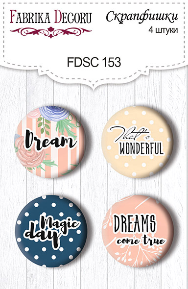 4er-Set Flair-Buttons zum Scrapbooking „Blumenstimmung“ EN #153 - Fabrika Decoru