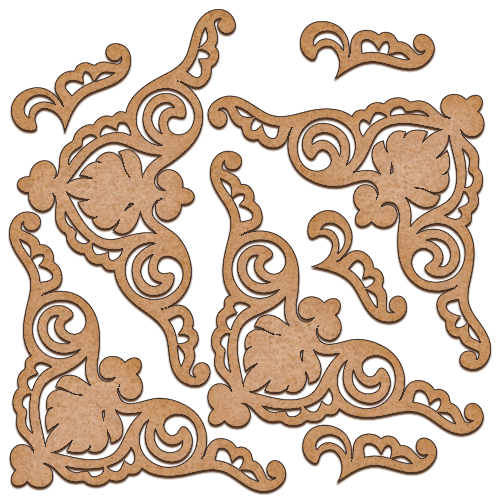 Set of MDF ornaments for decoration #06