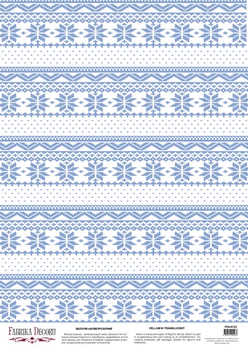 deco vellum colored sheet blue on white embroidery, a3 (11,7" х 16,5")