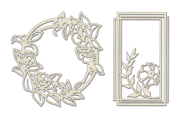 Chipboard embellishments set, Frames with flowers #606