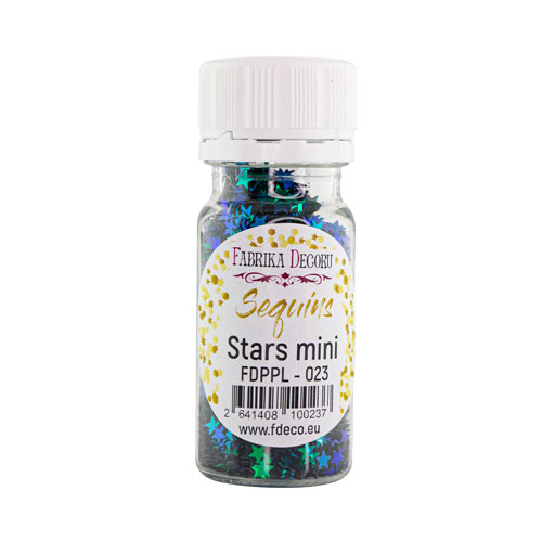 Sequins Stars mini, green with blue with nacre, #023