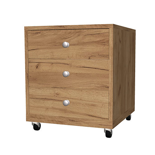 Cabinet with three drawers, Body Oak Kraft, Fronts Black, 400mm x 400mm x 400mm - foto 6