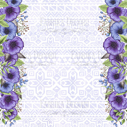 Blatt doppelseitiges Papier für Scrapbooking Mind Flowers #37-04 12"x12" - Fabrika Decoru