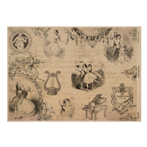 лист крафт бумаги с рисунком vintage women's world #08, 42x29,7 см