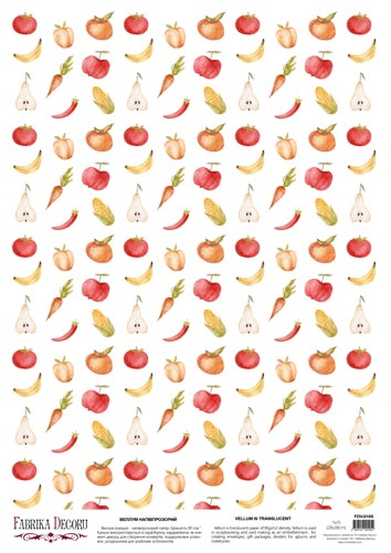 Deco vellum colored sheet Summer fruits, A3 (11,7" х 16,5")