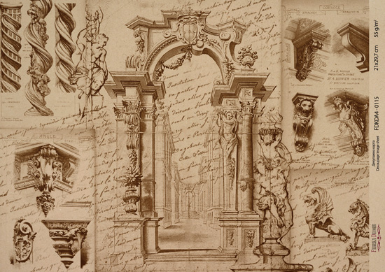 декупажная карта на крафт бумаге 21x29,7см, "architecture", #00115 фабрика декору