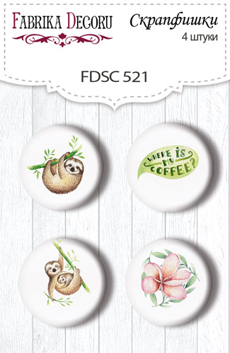Zestaw 4 ozdobnych buttonów Safari for kids #521 - Fabrika Decoru