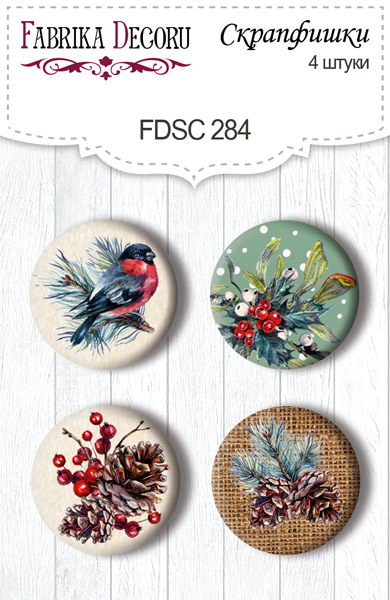 Set mit 4 Stk. Flair Buttons zum Scrapbooking "The Spirit of Christmas" #284 - Fabrika Decoru