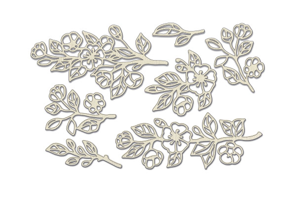 Spanplatten-Set Zweige mit Blumen #773 - Fabrika Decoru