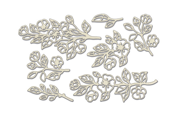 Chipboard embellishments set, Twigs with flowers #773