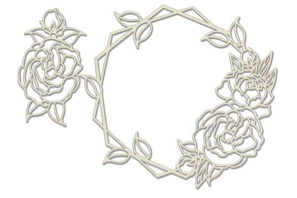 Chipboard embellishments set, "Frame with roses" #350