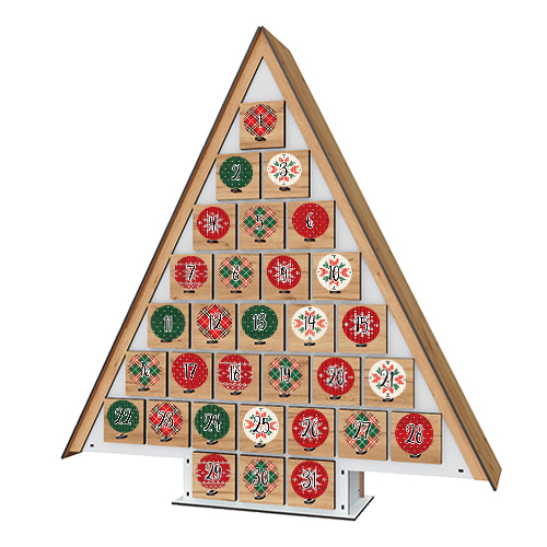Advent calendar Christmas tree for 31 days with stickers numbers, DIY kit