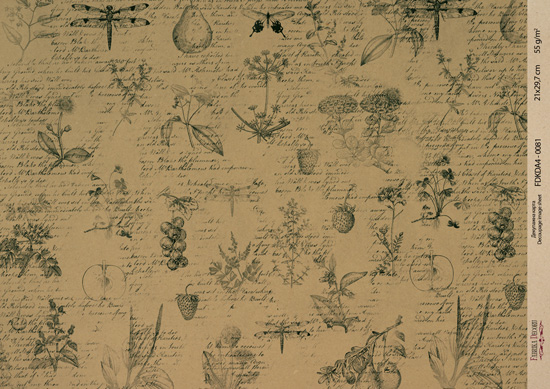 Kraft decoupage paper, 21x29,7cm, “Botanica Vintage”, #0081