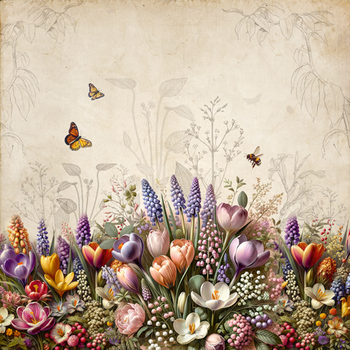 Double-sided scrapbooking paper set Spring botanical story 12” x 12" (30.5cm x 30.5cm), 10 sheets - foto 1