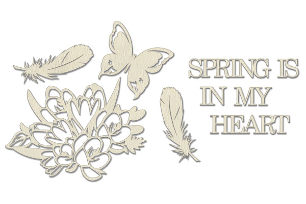 Chipboard embellishments set, "Botany spring"