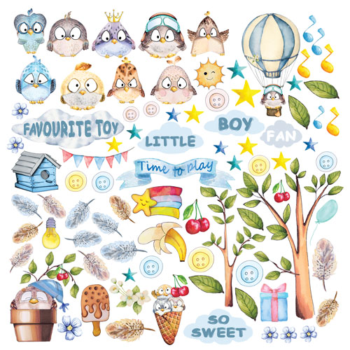 Double-sided scrapbooking paper set Cutie sparrow boy 12"x12", 10 sheets - foto 11