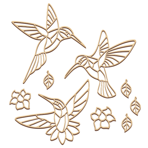 Blank do witrażowego malowania „Kolibry w kwiatach”, #01 - Fabrika Decoru