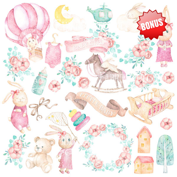 Zestaw papieru do scrapbookingu "Dreamy baby girl", 20x20cm - foto 10  - Fabrika Decoru