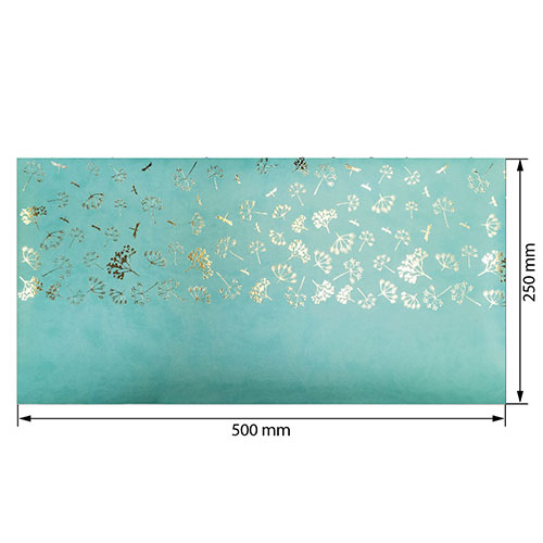Piece of PU leather for bookbinding with gold pattern Golden Dill Mint, 50cm x 25cm - foto 0