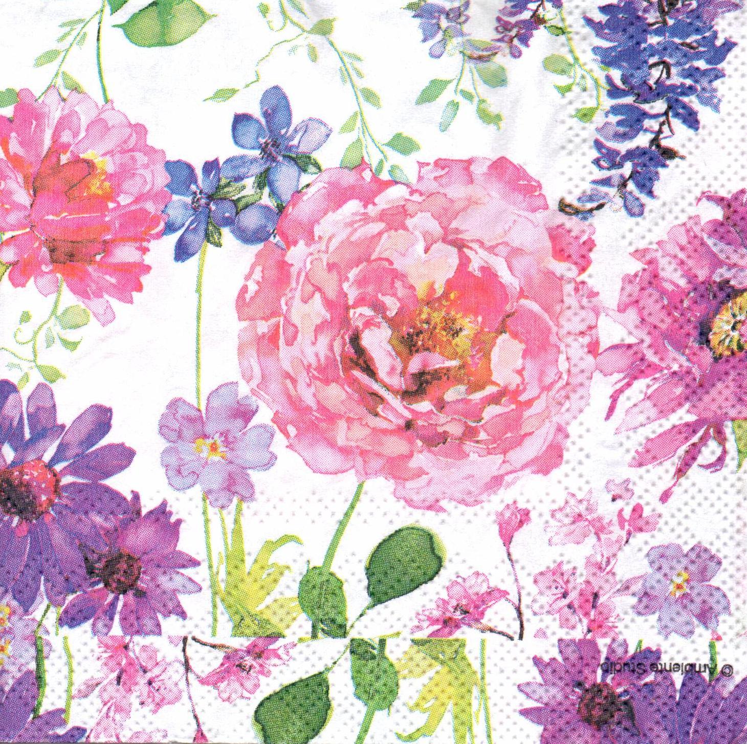 Decoupage-Serviette "Aquarellblumen" - Fabrika Decoru