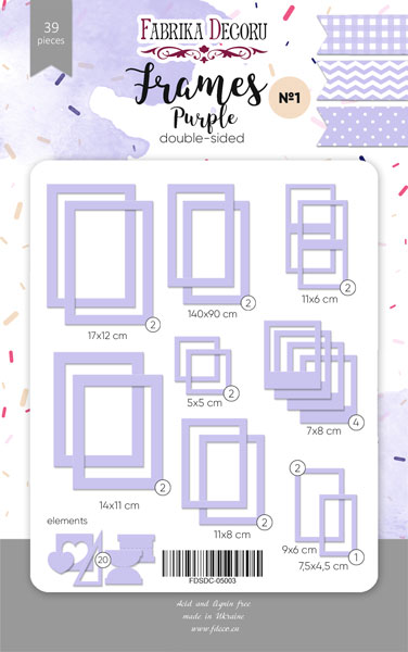 Set of cardboard photo frames #1, Purple, 39 pcs - foto 0