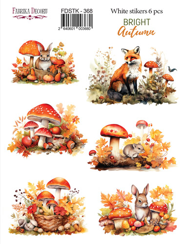 Zestaw naklejek 6 szt, Bright Autumn #368 - Fabrika Decoru