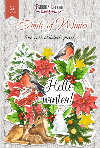 Zestaw wycinanek, kolekcja "Smile of winter", 52szt - Fabrika Decoru