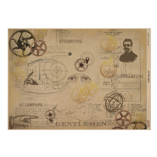 Zestaw jednostronnego kraftowego papieru do scrapbookingu Mechanics and steampunk 42x29,7 cm, 10 arkuszy  - foto 6  - Fabrika Decoru