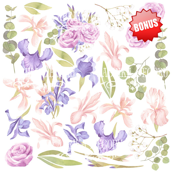 Doppelseitiges Scrapbooking-Papierset Majestic Iris, 20 cm x 20 cm, 10 Blätter - foto 0  - Fabrika Decoru