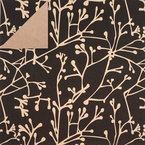 Kraft paper sheet 12"x12" Branches on black