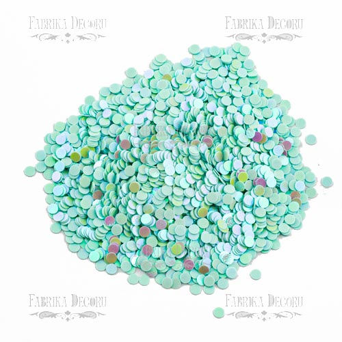 Sequins Round flat, mint with iridescent nacre, #418 - foto 0