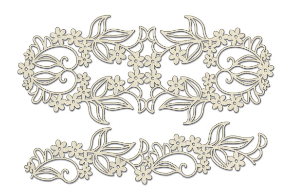 Chipboard embellishments set, Forget-Me-Not Ornament #543