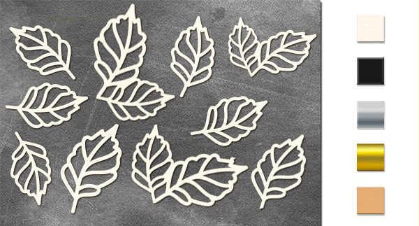 Chipboard embellishments set, Openwork leaves #555