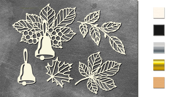 Chipboard embellishments set, Autumn botanical diary #749