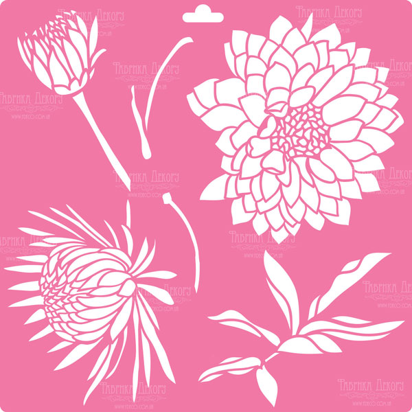 Stencil for decoration XL size (30*30cm), Dahlia #003