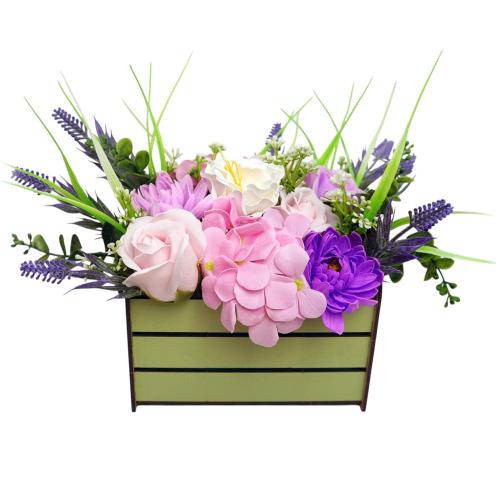floristic interior composition "summer in a basket", 200 x 150 x 180 mm 
