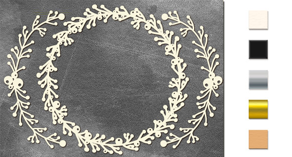 Chipboard embellishments set, Twig frame  #629