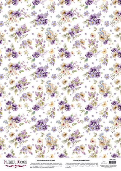 deco vellum colored sheet floral sentiments purple symphony, a3 (11,7" х 16,5")