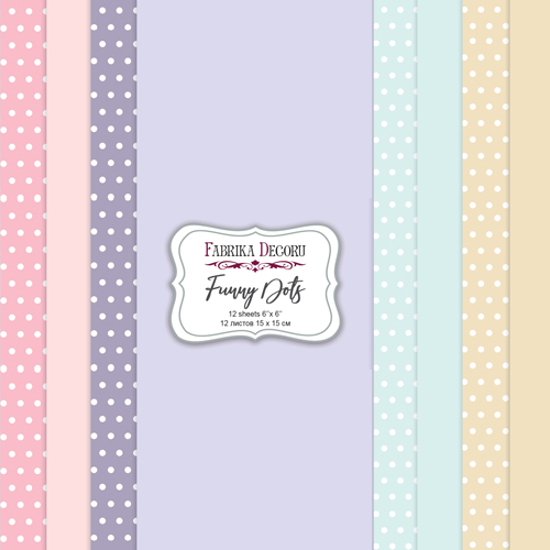 Doppelseitiges Scrapbooking-Papierset „Funny Dots“, 15 cm x 15 cm , 10 Blätter - Fabrika Decoru