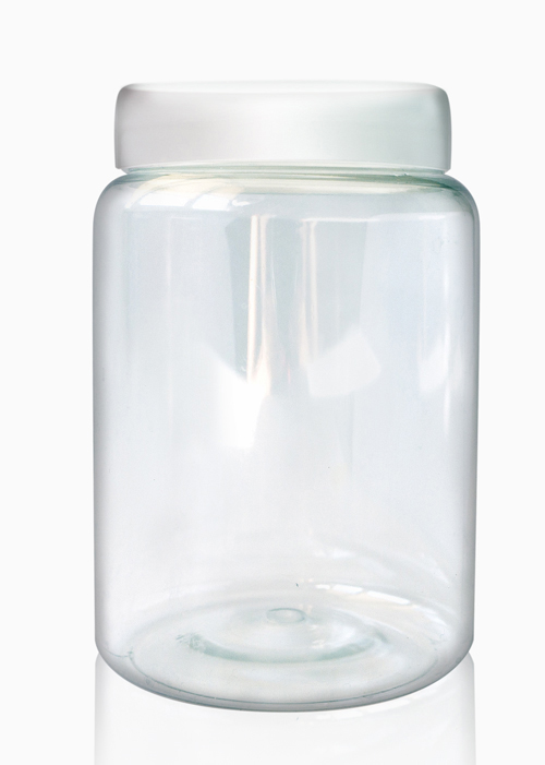 Plastikowy słoik 400 ml, przezroczysty, z białą zakrętką - Fabrika Decoru