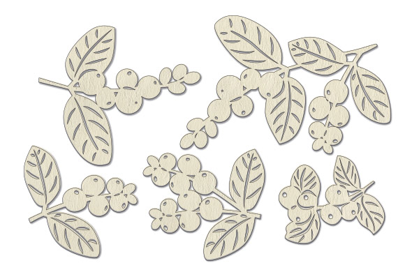 Chipboard embellishments set, Winter botanical diary #756