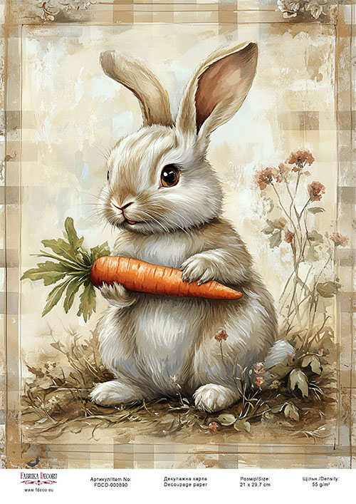 декупажная карта «пасхальный кролик-01» #000890, 21см x 29,7см фабрика декору