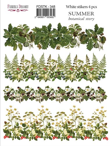 Aufkleberset 4 Stück Summer botanical story #348 - Fabrika Decoru