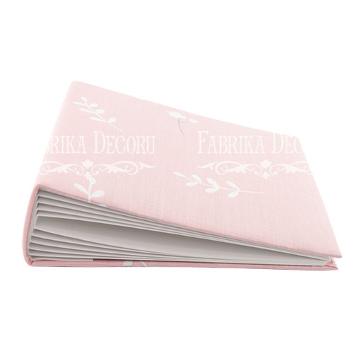 Blank album with a soft fabric cover Sprigs on pink 20сm х 20сm