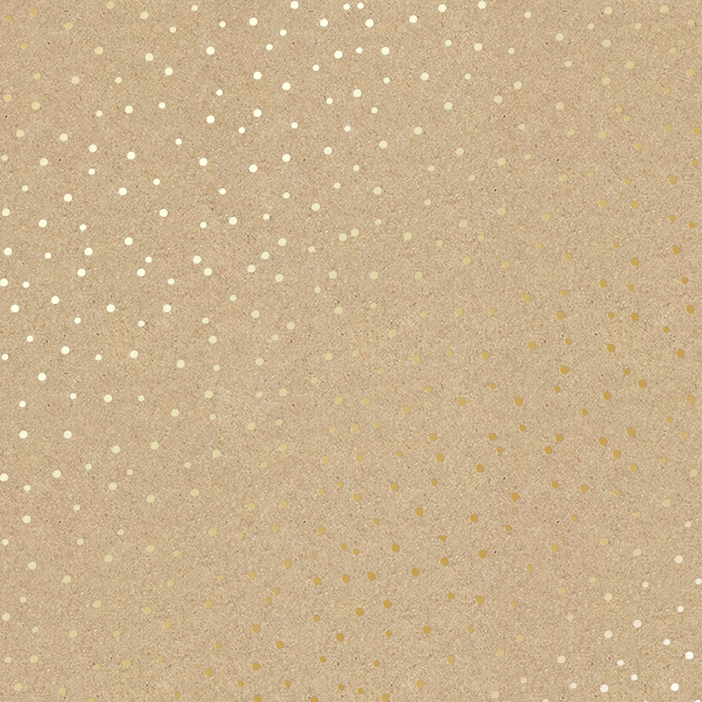 Blatt einseitig bedrucktes Papier mit Goldfolienprägung, Muster Golden Drops Kraft, 12"x12" - Fabrika Decoru