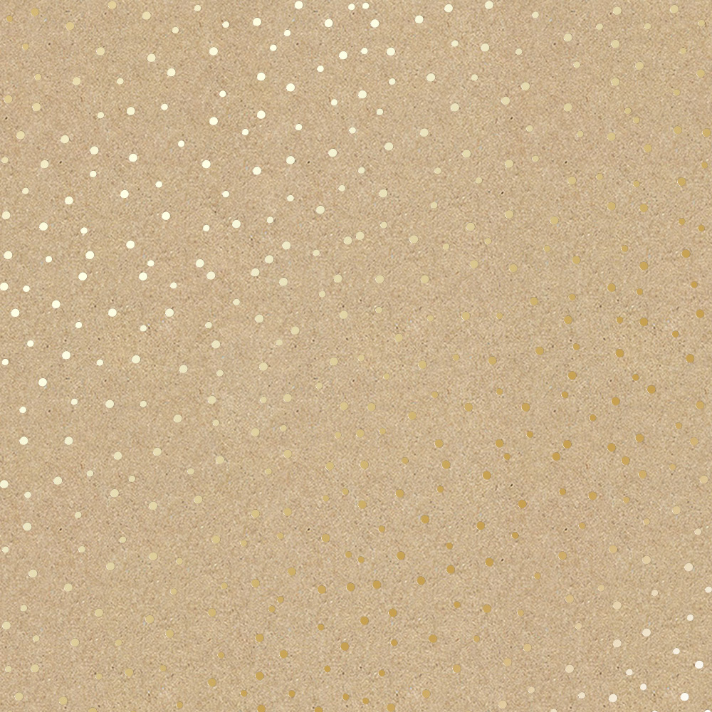 Sheet of single-sided paper with gold foil embossing, pattern Golden Drops Kraft, 12"x12"