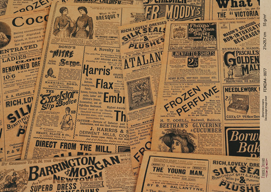 декупажная карта на крафт бумаге 29,7x21см, "vintage newspaper", #0077 фабрика декору