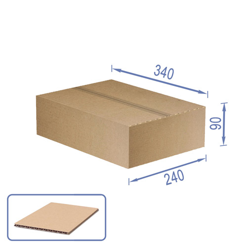 Pudełko kartonowe do pakowania, 10 szt,  3-warstwowe, brązowe, 340 х 240 х 90 mm - foto 0  - Fabrika Decoru