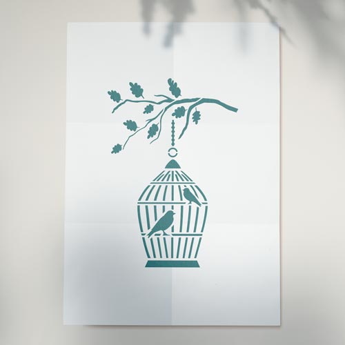 Stencil mini for crafts 15x10cm "Bird in a cage 4" #151_4 - foto 0